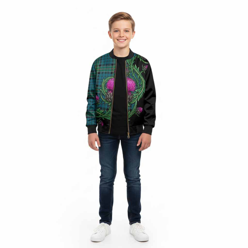 Kirkpatrick Tartan Kid Bomber Jacket Resilient Scottish Thistle - Tartan Vibes Clothing