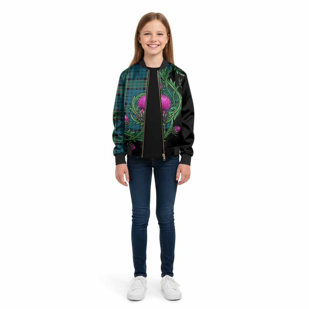 Kirkpatrick Tartan Kid Bomber Jacket Resilient Scottish Thistle - Tartan Vibes Clothing