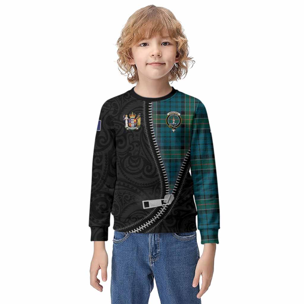 Kirkpatrick Tartan Kid Knitted Sweatshirt New Zealand Pattern Unique Zipper Stylized