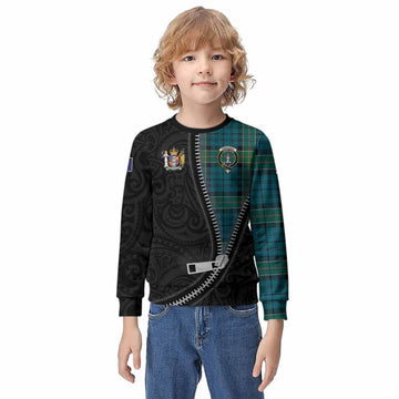 Kirkpatrick Tartan Kid Knitted Sweatshirt New Zealand Pattern Unique Zipper Stylized