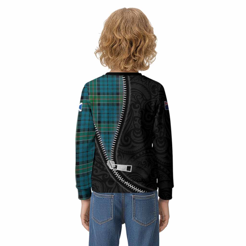 Kirkpatrick Tartan Kid Knitted Sweatshirt New Zealand Pattern Unique Zipper Stylized