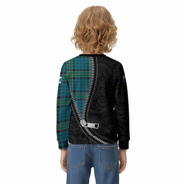 Kirkpatrick Tartan Kid Knitted Sweatshirt New Zealand Pattern Unique Zipper Stylized