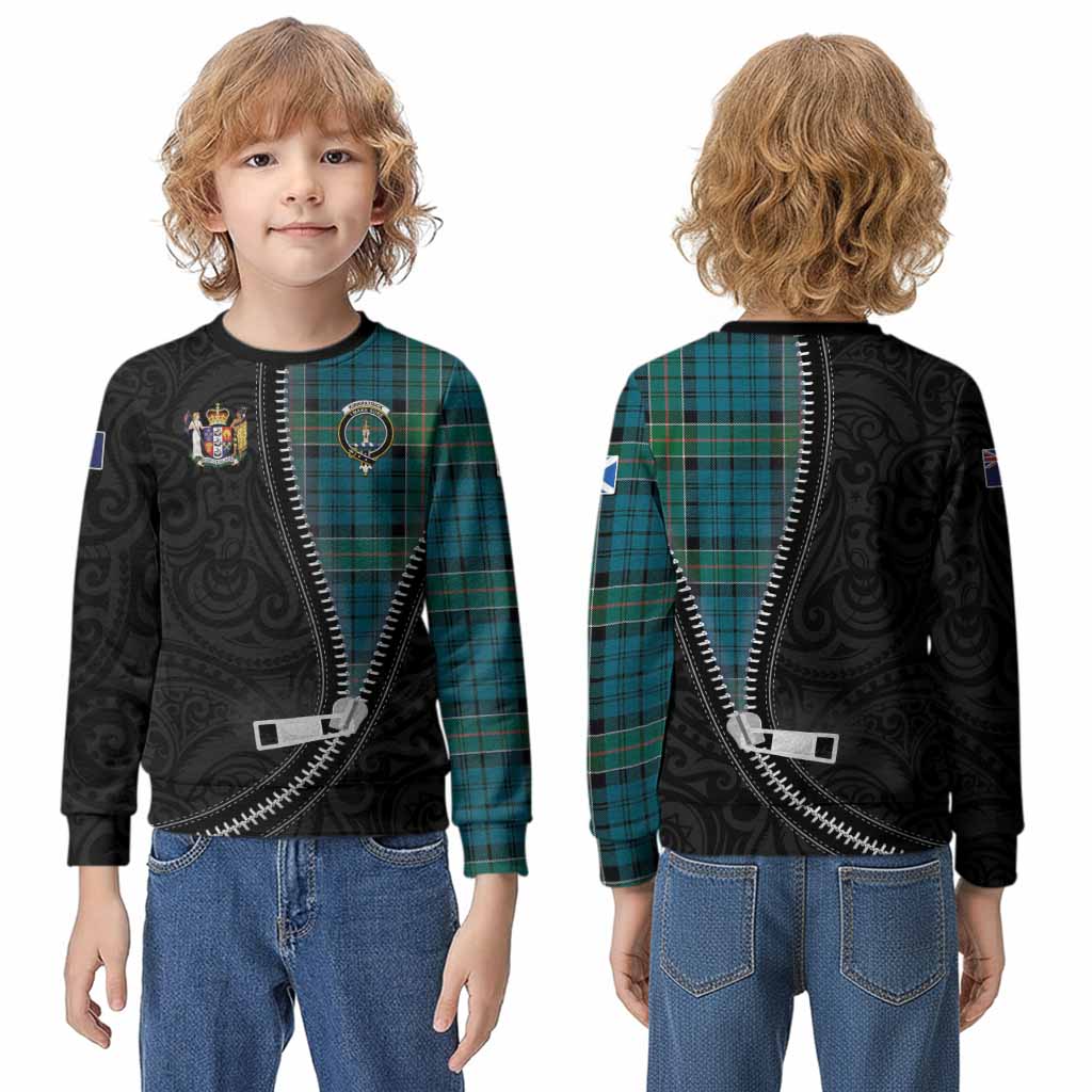 Kirkpatrick Tartan Kid Knitted Sweatshirt New Zealand Pattern Unique Zipper Stylized