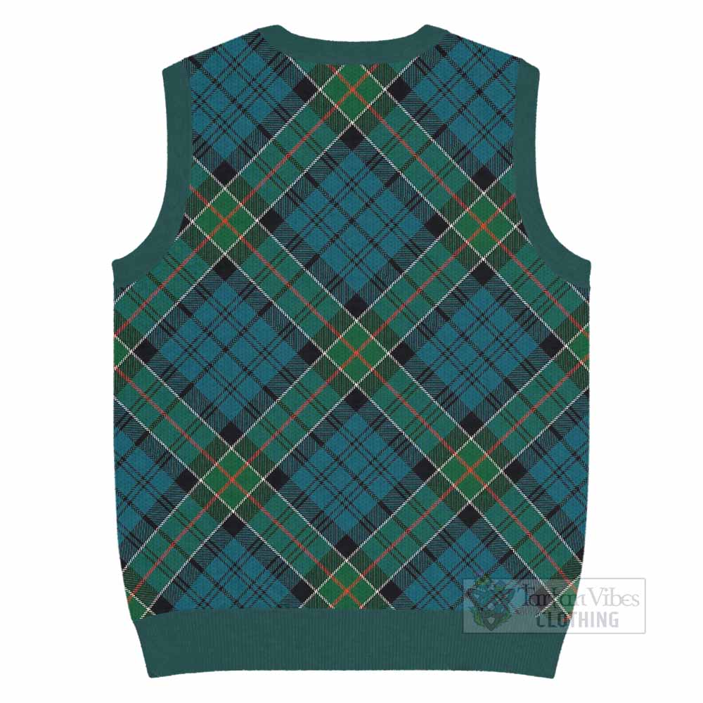 Kirkpatrick Tartan Knitted V-Neck Vest with Family Crest Cross Style