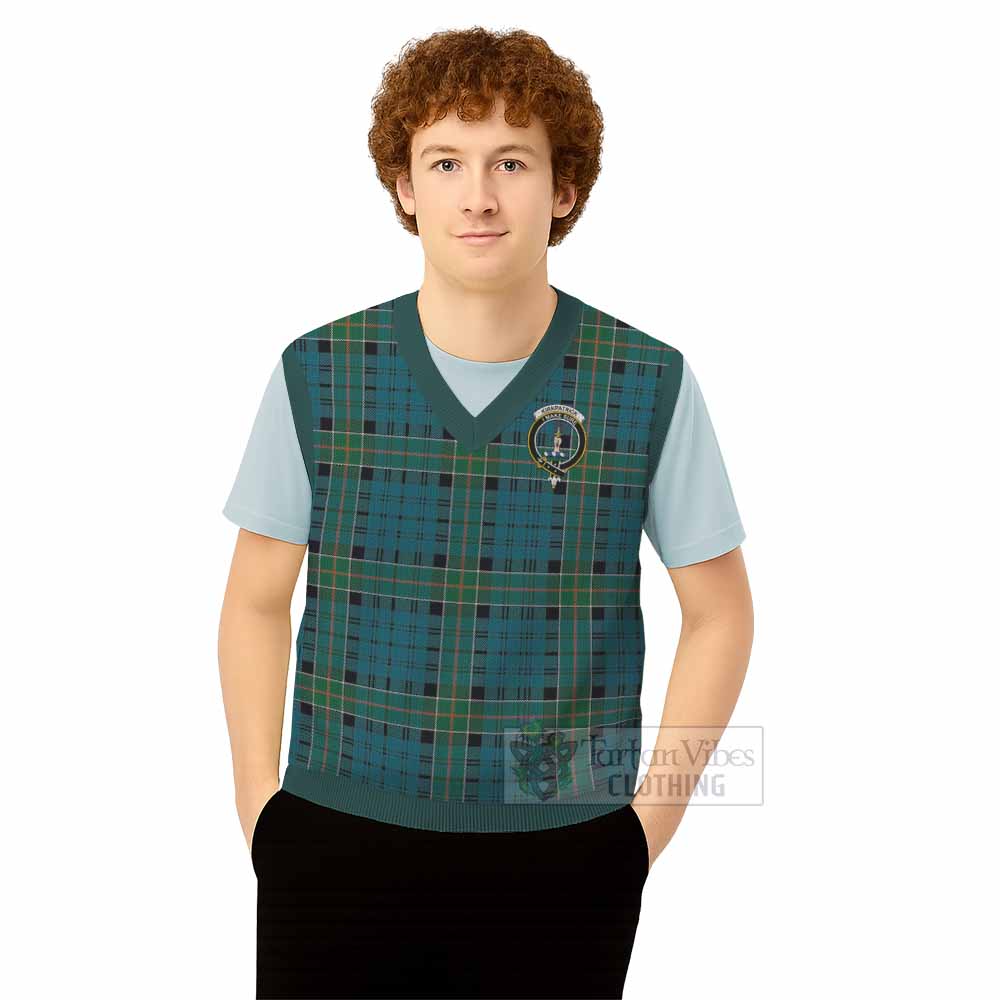 Kirkpatrick Tartan Knitted V-Neck Vest with Family Crest - Tartan Vibes Clothing