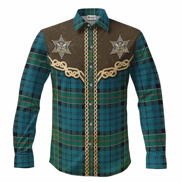 Kirkpatrick Tartan Long Sleeve Button Shirts Bigfoot Riding The Kelpie Monster