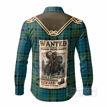 Kirkpatrick Tartan Long Sleeve Button Shirts Bigfoot Riding The Kelpie Monster