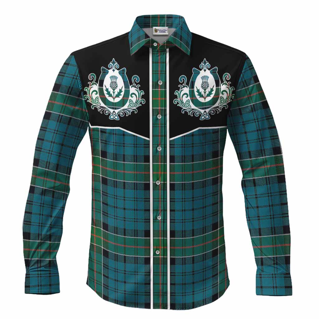 Kirkpatrick Tartan Long Sleeve Button Shirts Horseshoe Ornament Men's Shirt S - Tartan Vibes Clothing