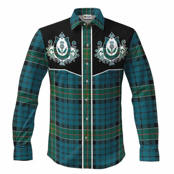 Kirkpatrick Tartan Long Sleeve Button Shirts Horseshoe Ornament Men's Shirt S - Tartan Vibes Clothing