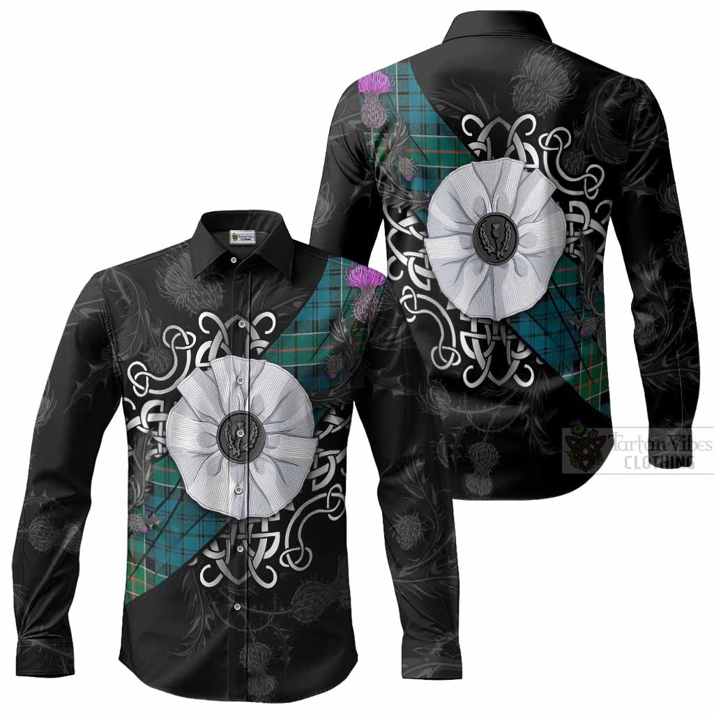 Kirkpatrick Tartan Long Sleeve Button Shirts Jacobite White Rose Men's Shirt - Tartan Vibes Clothing