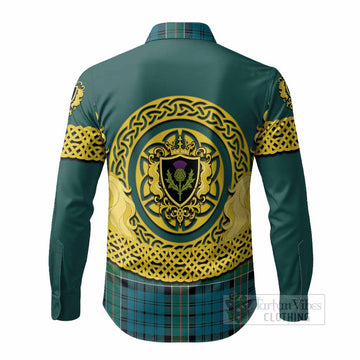 Kirkpatrick Tartan Long Sleeve Button Shirts Unicorn Celtic Knot And Thistle Emblem
