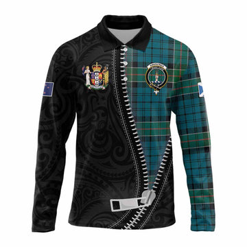Kirkpatrick Tartan Long Sleeve Polo Shirt New Zealand Pattern Unique Zipper Stylized