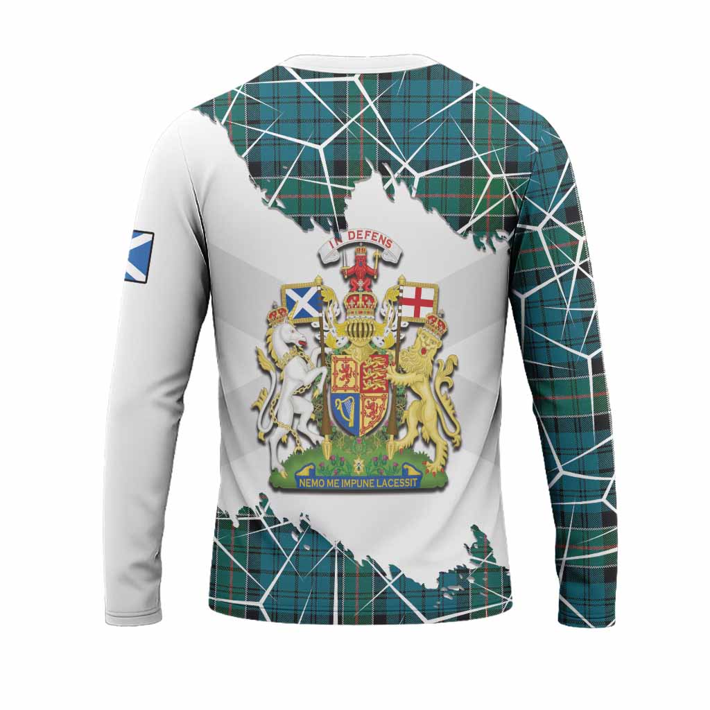 Kirkpatrick Tartan Long Sleeve T-Shirt with Family Crest and Lion Rampant Grunge Style