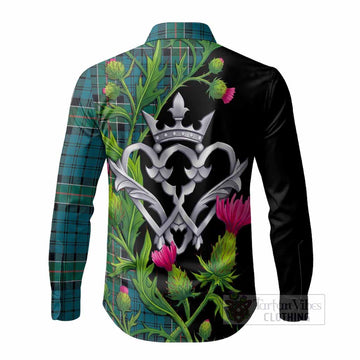 Kirkpatrick Tartan Luckenbooth Long Sleeve Button Shirts Silver Heart Crown Thistle Floral - Tartan Vibes Clothing