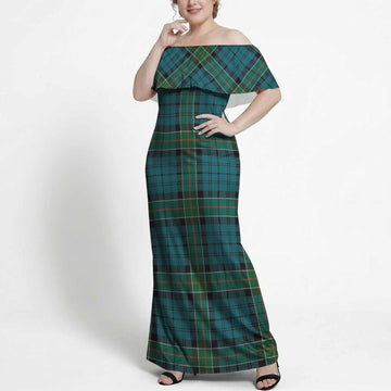 Kirkpatrick Tartan Off Shoulder Ruffle Maxi Dress