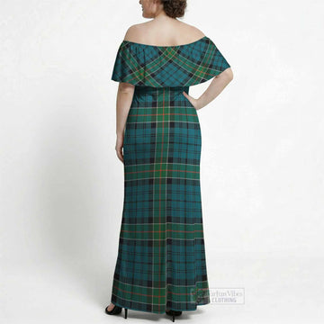 Kirkpatrick Tartan Off Shoulder Ruffle Maxi Dress