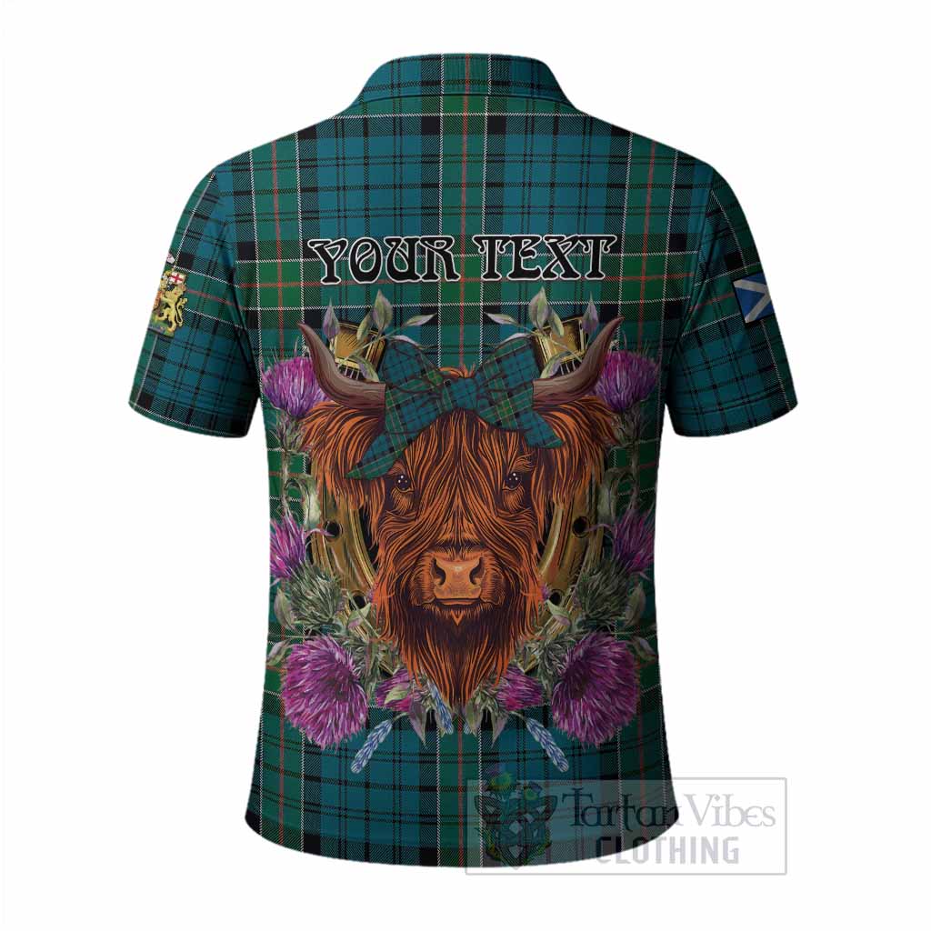 Kirkpatrick Tartan Polo Shirt Scottish Thistle Heilan Coo