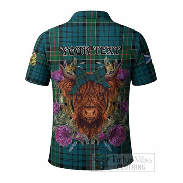 Kirkpatrick Tartan Polo Shirt Scottish Thistle Heilan Coo