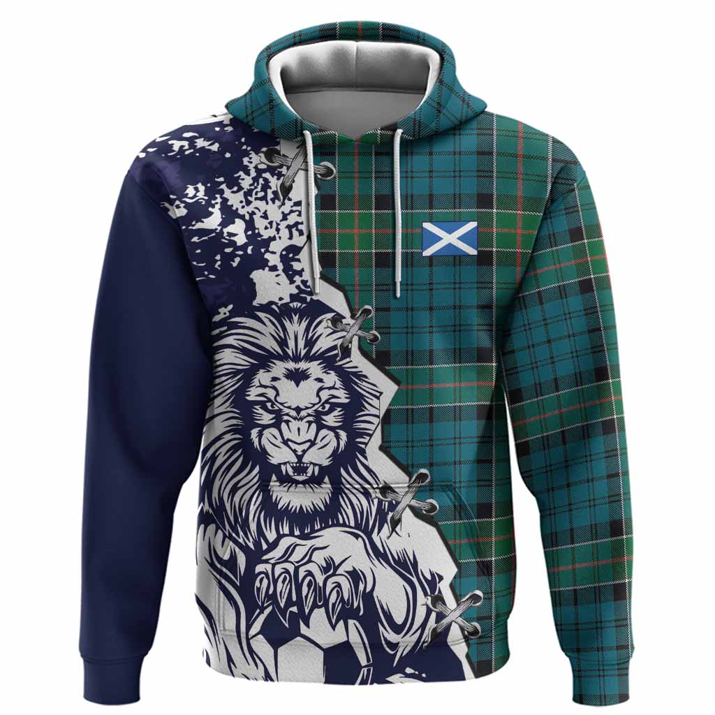 Kirkpatrick Tartan Scottish Hoodie Angry Lion With Soccer Ball Style