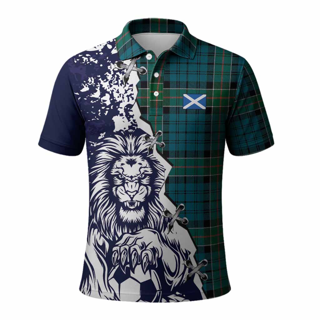 Kirkpatrick Tartan Scottish Polo Shirt Angry Lion With Soccer Ball Style