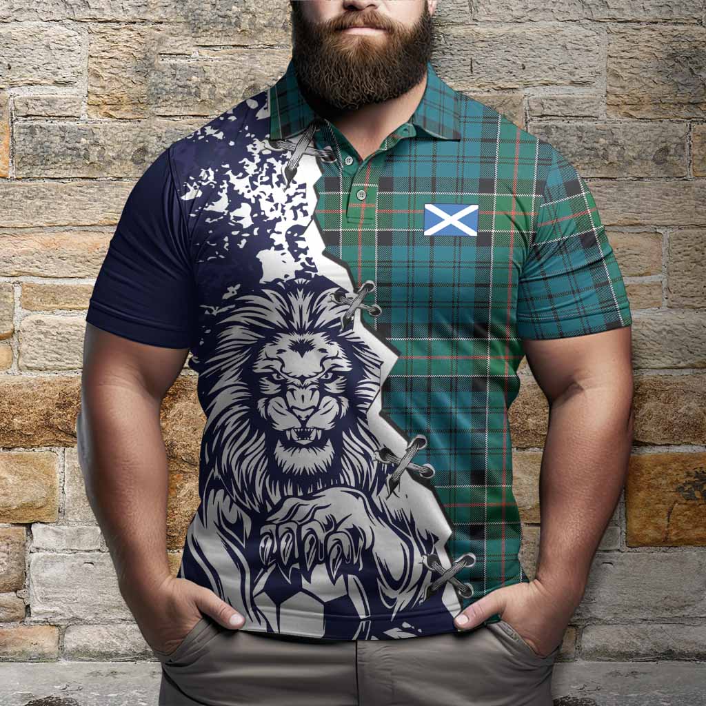 Kirkpatrick Tartan Scottish Polo Shirt Angry Lion With Soccer Ball Style