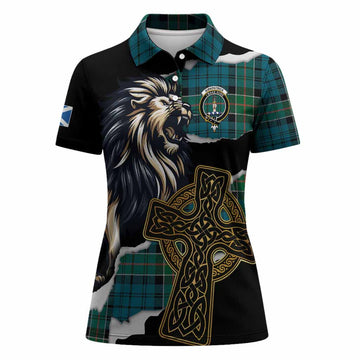 Kirkpatrick Tartan Scottish Women Polo Shirt Lion Celtic Heritage