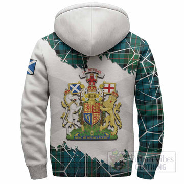 Kirkpatrick Tartan Sherpa Hoodie with Family Crest and Lion Rampant Grunge Style