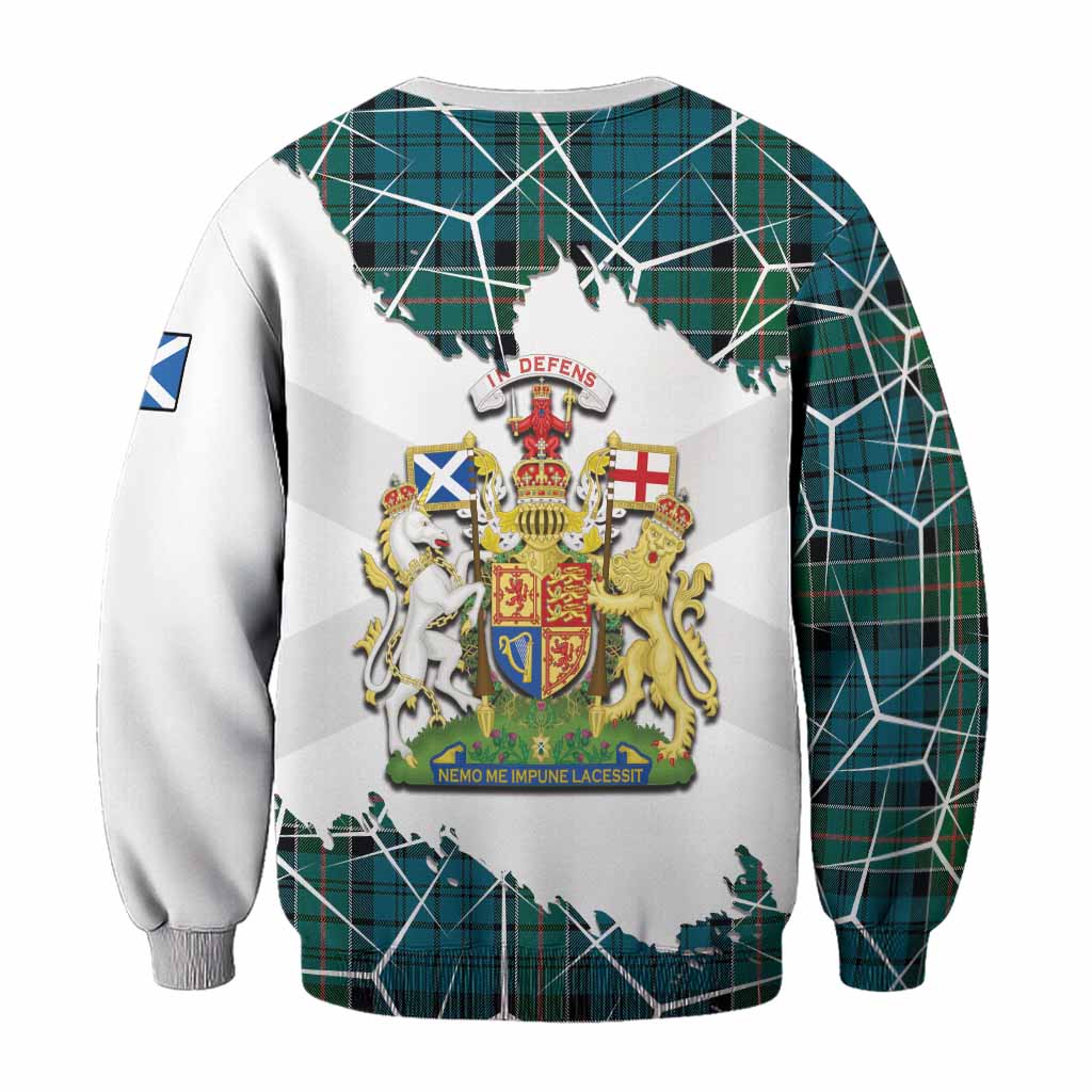 Kirkpatrick Tartan Sweatshirt with Family Crest and Lion Rampant Grunge Style