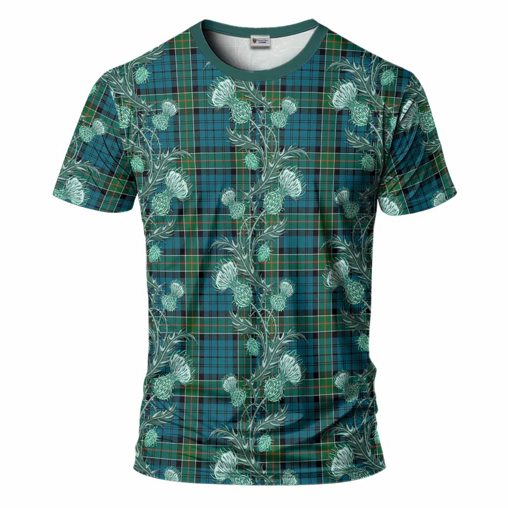 Kirkpatrick Tartan T-Shirt Seamless Scottish Thistle Flowers