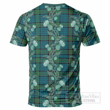 Kirkpatrick Tartan T-Shirt Seamless Scottish Thistle Flowers