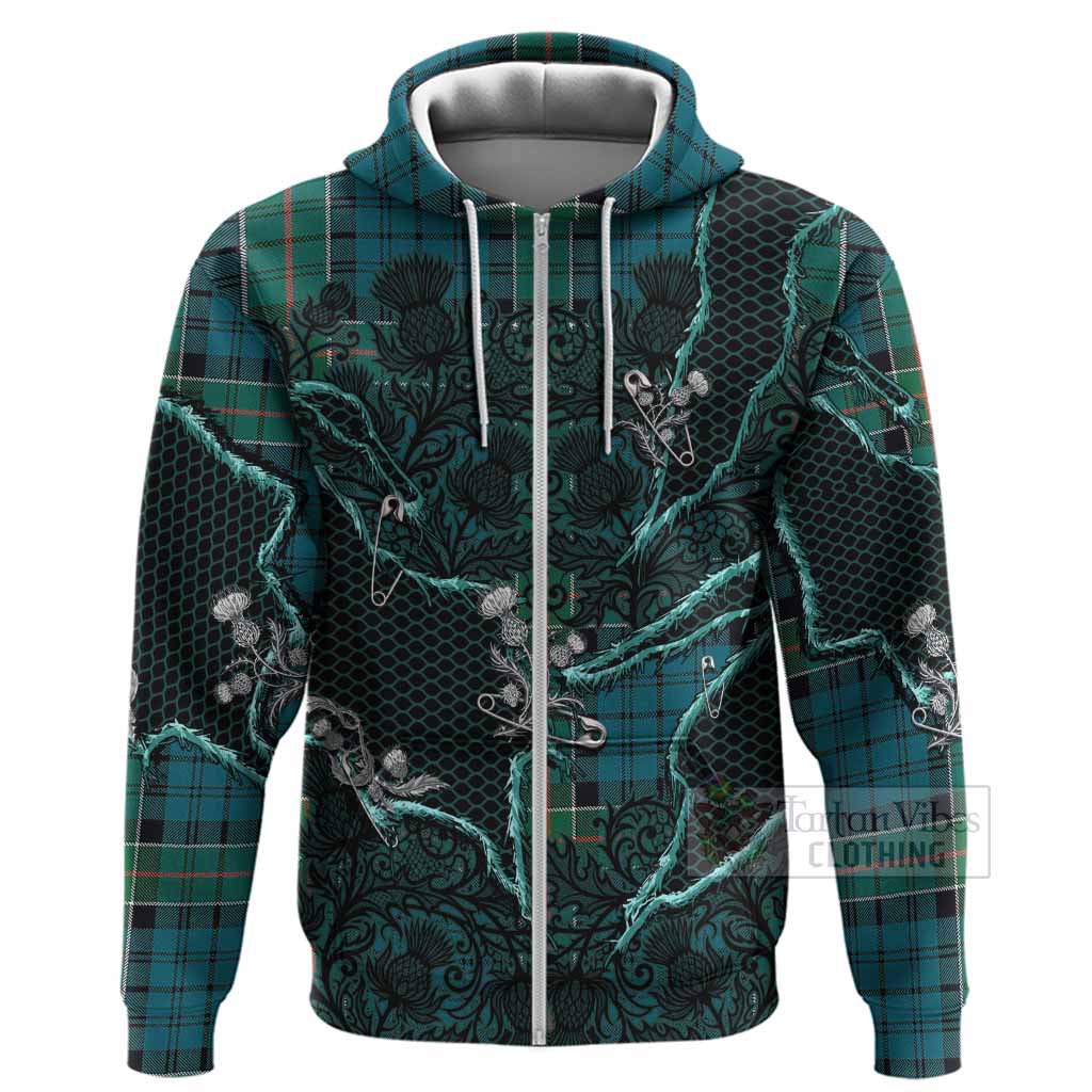 Kirkpatrick Tartan Thistle Dark Gothic Hoodie Zip Hoodie - Tartan Vibes Clothing