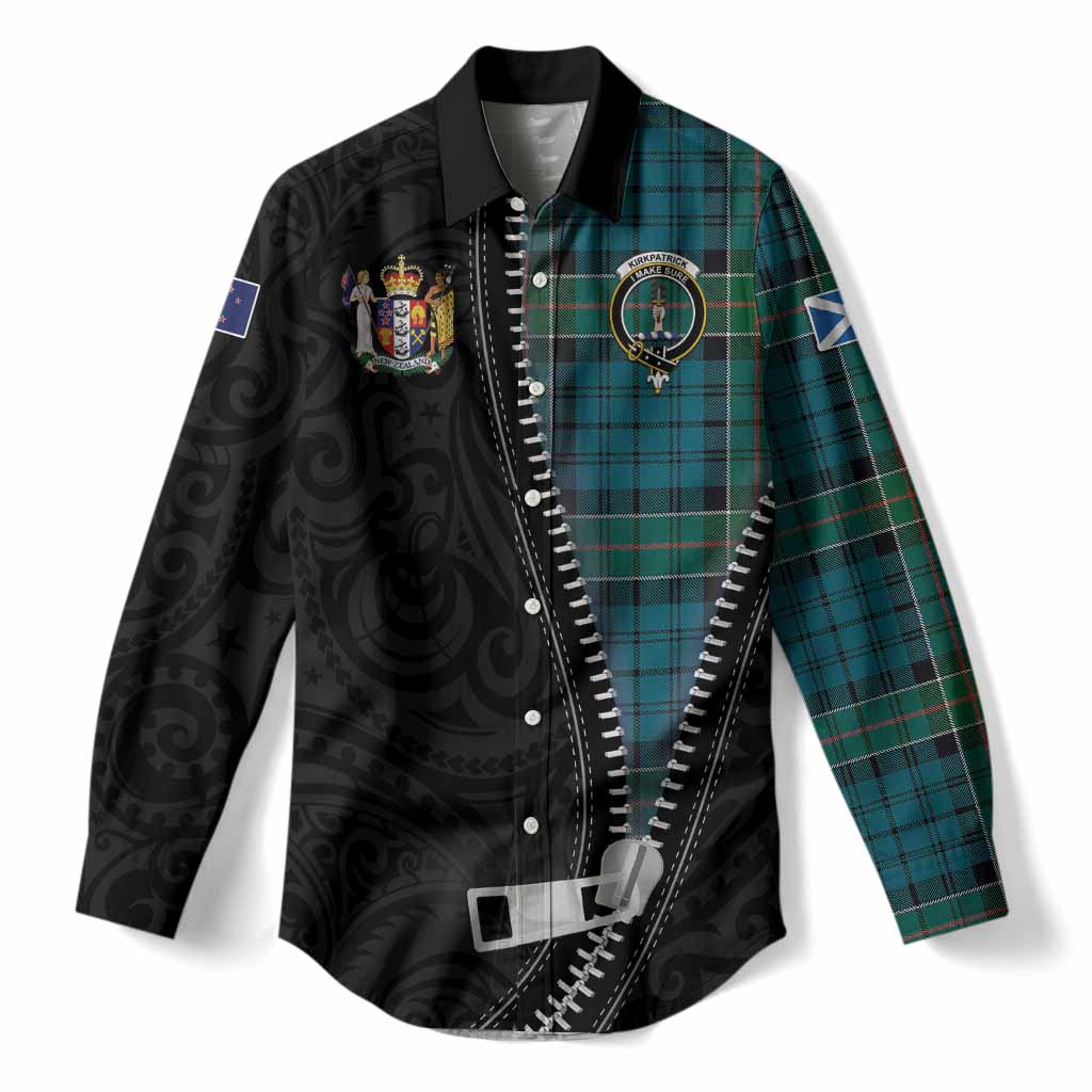 Kirkpatrick Tartan Women Casual Shirt New Zealand Pattern Unique Zipper Stylized