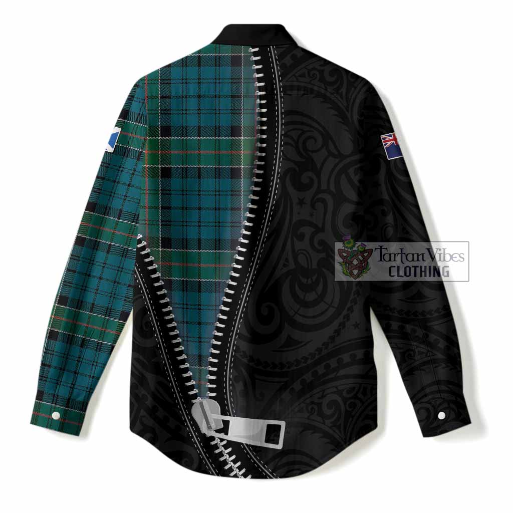 Kirkpatrick Tartan Women Casual Shirt New Zealand Pattern Unique Zipper Stylized