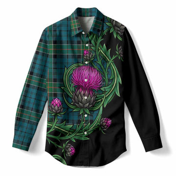Kirkpatrick Tartan Women Casual Shirt Resilient Scottish Thistle