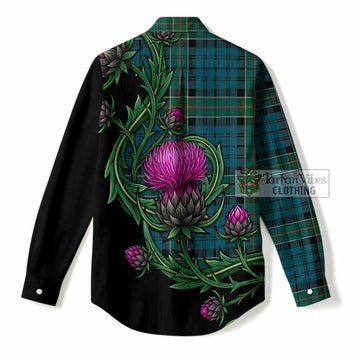 Kirkpatrick Tartan Women Casual Shirt Resilient Scottish Thistle
