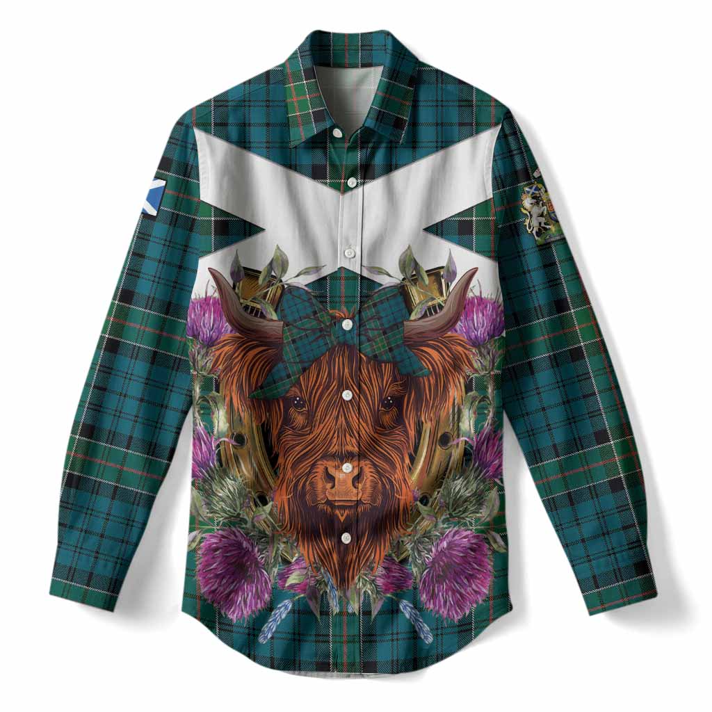 Kirkpatrick Tartan Women Casual Shirt Scottish Thistle Heilan Coo