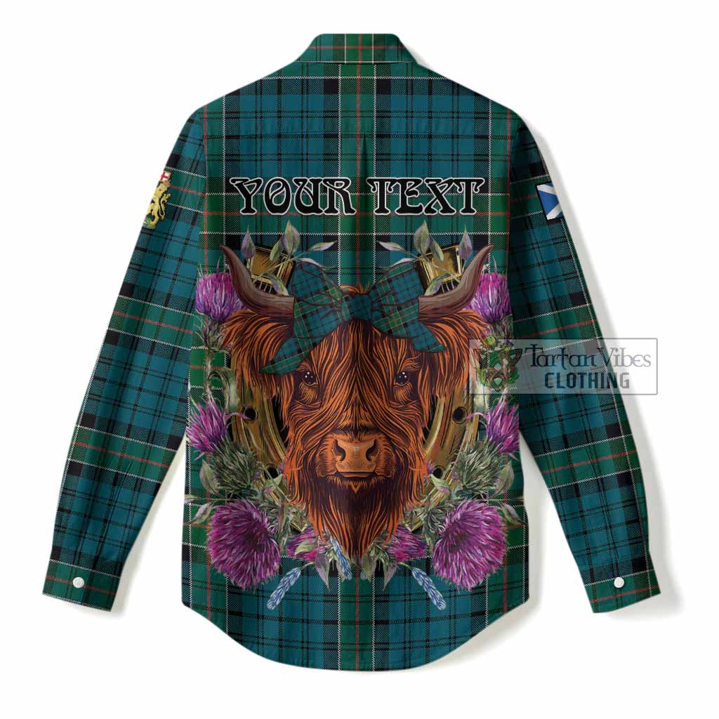 Kirkpatrick Tartan Women Casual Shirt Scottish Thistle Heilan Coo