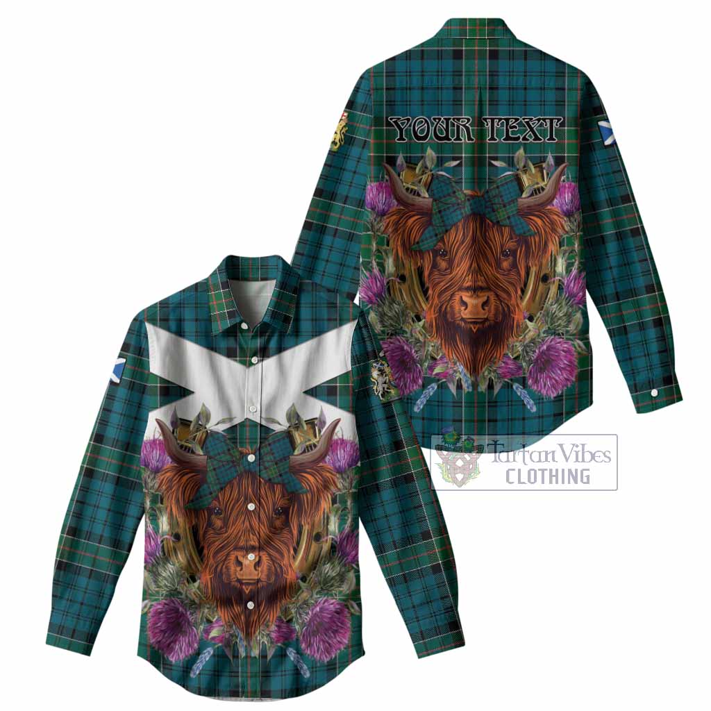 Kirkpatrick Tartan Women Casual Shirt Scottish Thistle Heilan Coo
