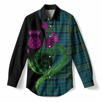 Kirkpatrick Tartan Women Casual Shirt Traditional Scottish Thistle