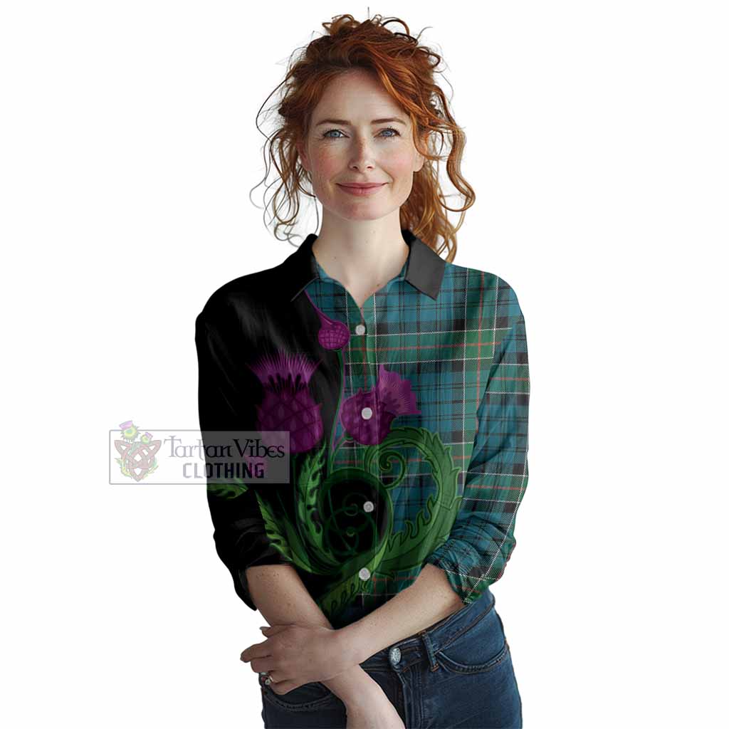 Kirkpatrick Tartan Women Casual Shirt Traditional Scottish Thistle