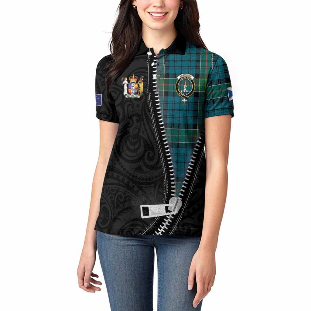 Kirkpatrick Tartan Women Polo Shirt New Zealand Pattern Unique Zipper Stylized