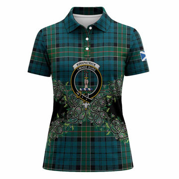 Kirkpatrick Tartan Women Polo Shirt Thistle Scottish Spirit
