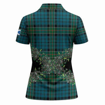 Kirkpatrick Tartan Women Polo Shirt Thistle Scottish Spirit