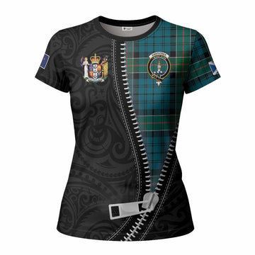 Kirkpatrick Tartan Women T shirt New Zealand Pattern Unique Zipper Stylized