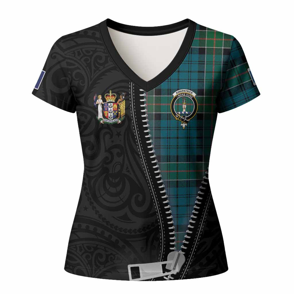 Kirkpatrick Tartan Women T shirt New Zealand Pattern Unique Zipper Stylized