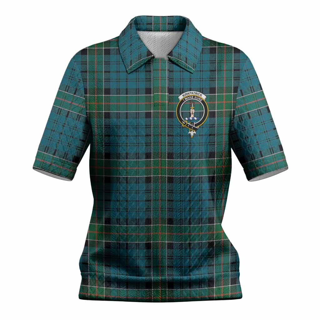 Kirkpatrick Tartan Women’s Polo Sweater Top with Family Crest