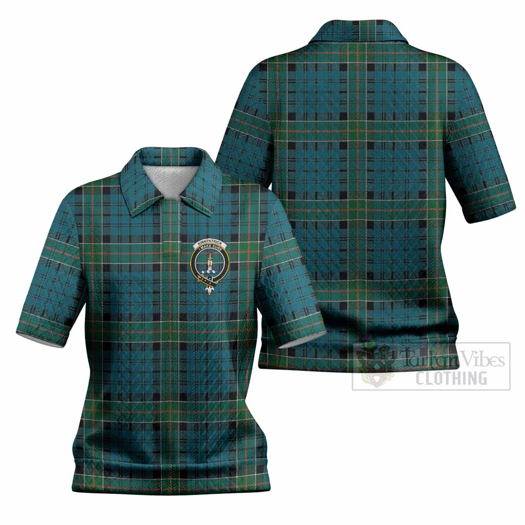 Kirkpatrick Tartan Women’s Polo Sweater Top with Family Crest