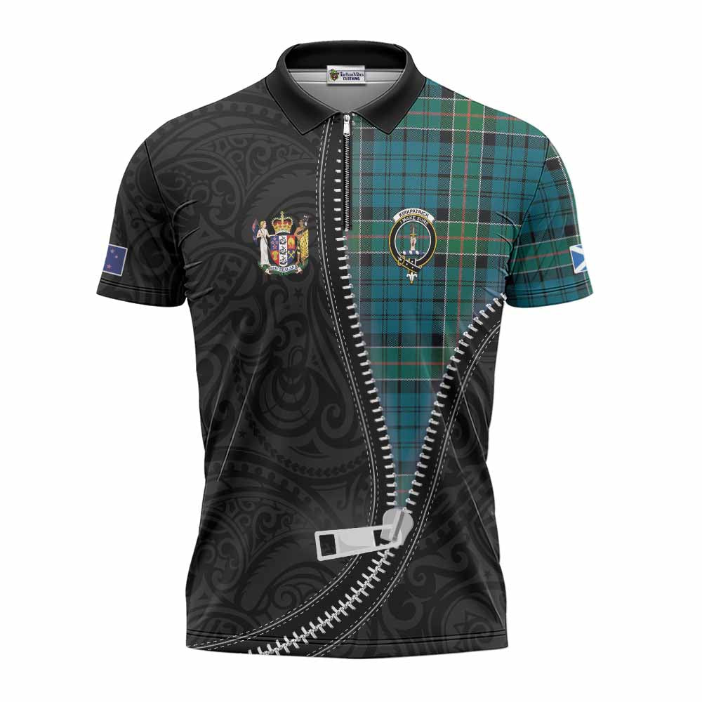 Kirkpatrick Tartan Zipper Polo Shirt New Zealand Pattern Unique Zipper Stylized