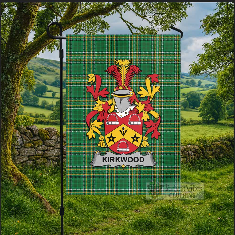 Kirkwood Irish Clan Tartan Flag with Coat of Arms