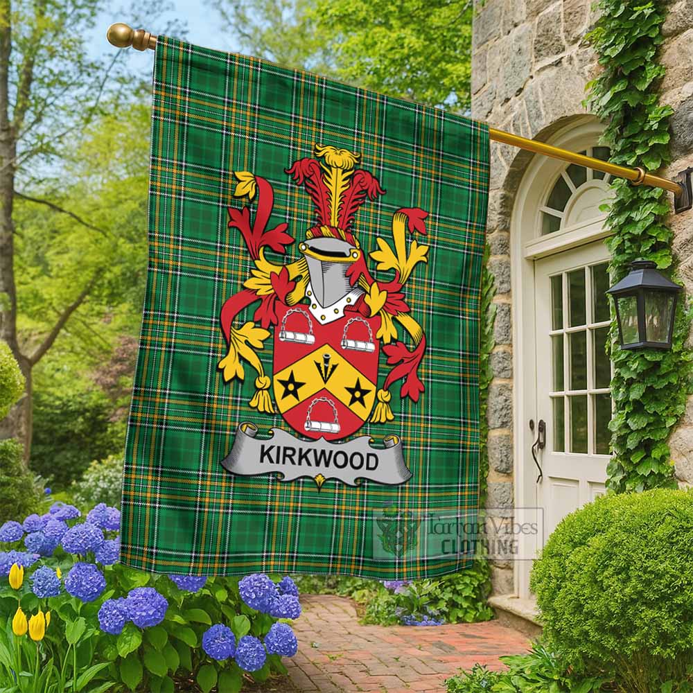 Kirkwood Irish Clan Tartan Flag with Coat of Arms